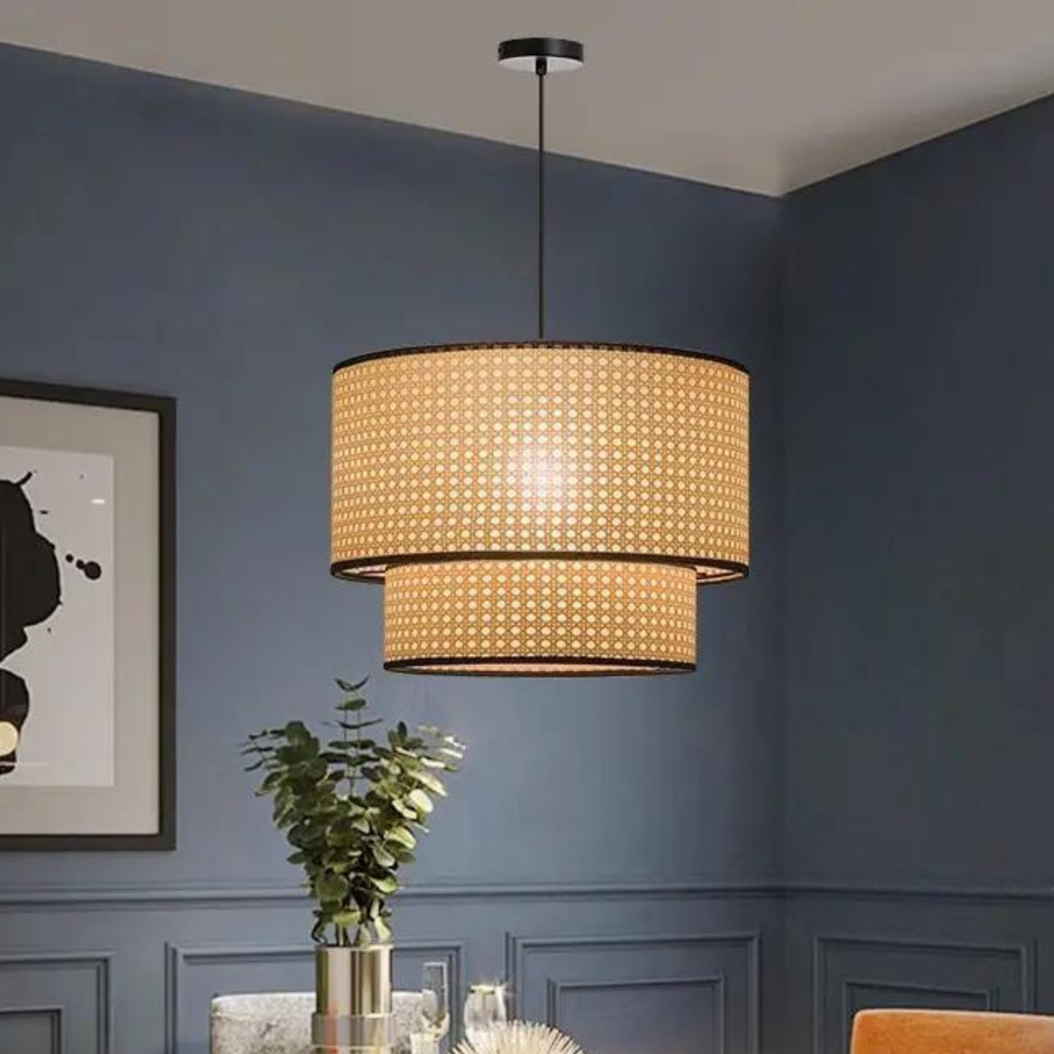 Cane Webbing Pendant Lamp
